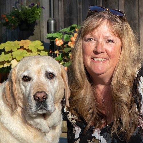 Helen with yellow lab